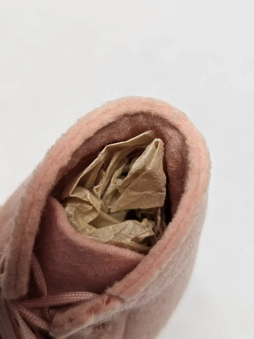 Vintage Infant Baby Deer Pink Felt Wool Satin Lace Made in Farmington USA Shoes